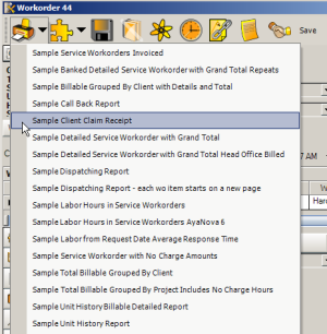 AyaNova includes many sample report templates