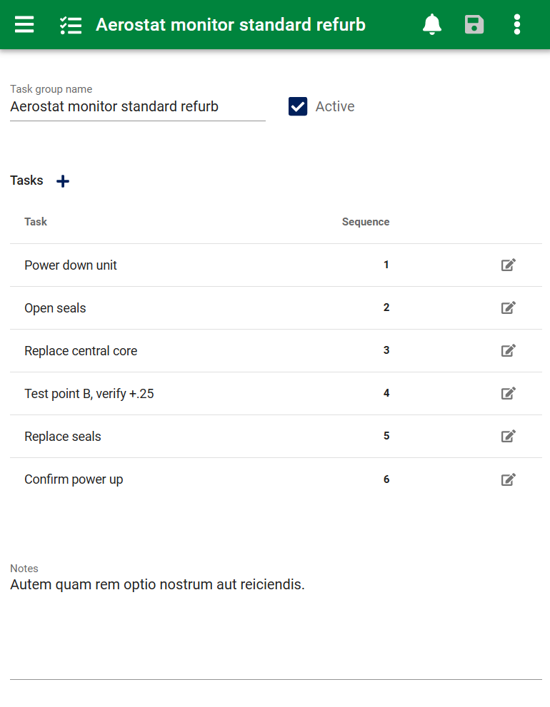 Task Group edit form