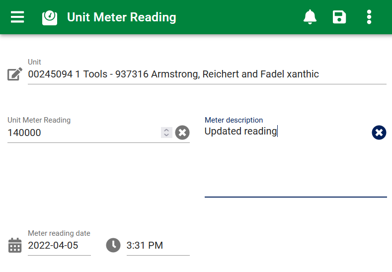 Unit meter edit form