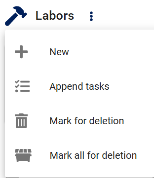 Work order item labor context menu