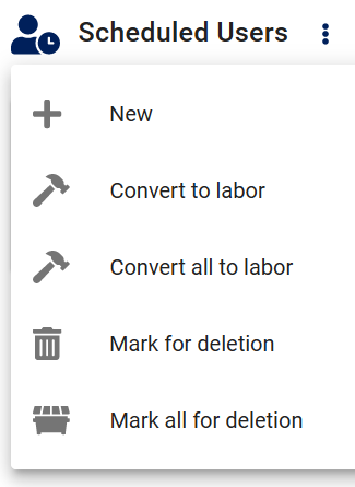 Work order item scheduled user context menu