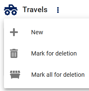 Work order item travel context menu