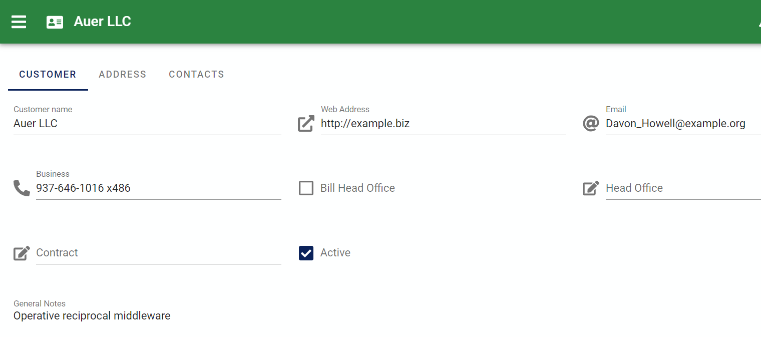 lighter customer edit form