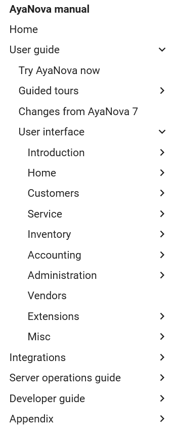 manual UI section