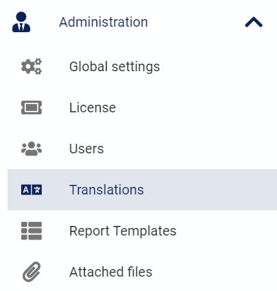translations navigation from admin navigation pane