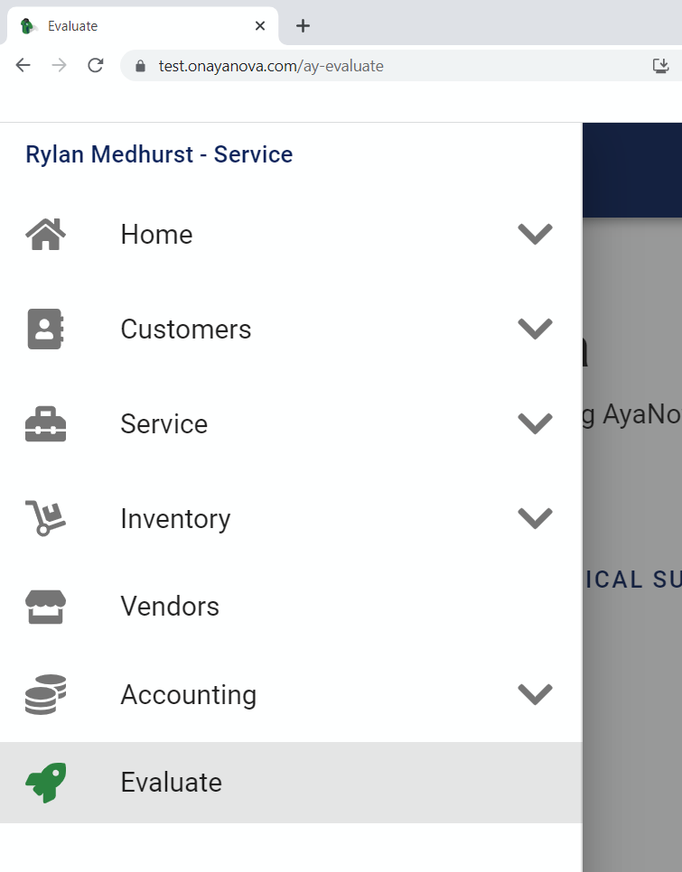 nav drawer for service manager