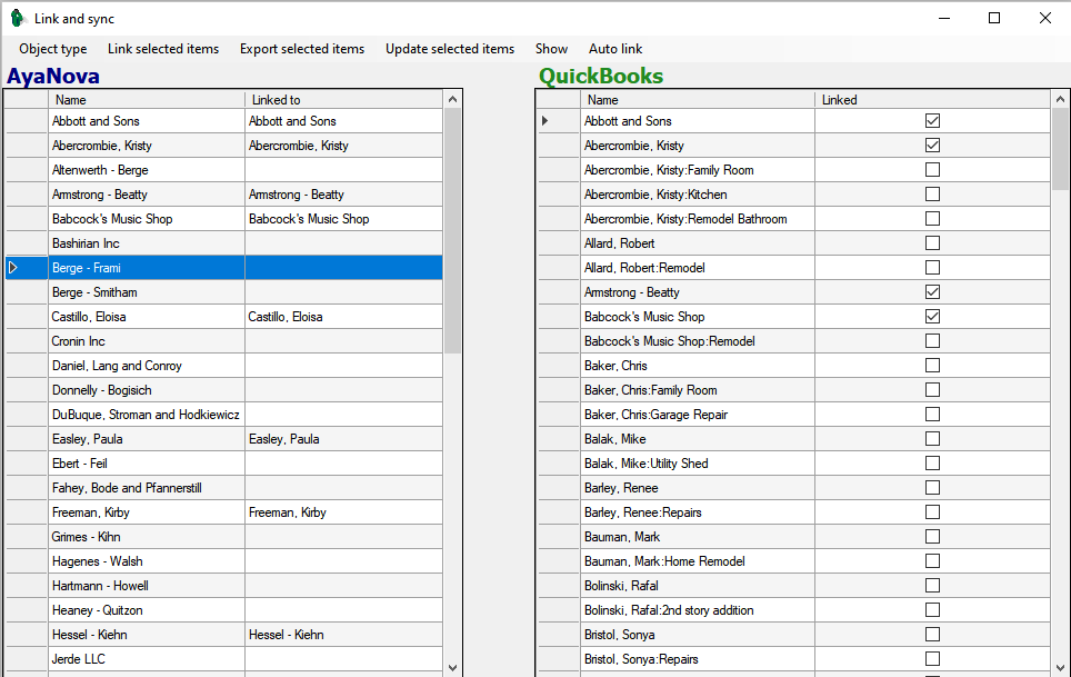 link and sync form