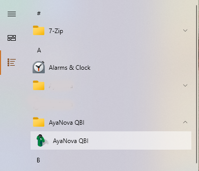 qbi start menu shortcut